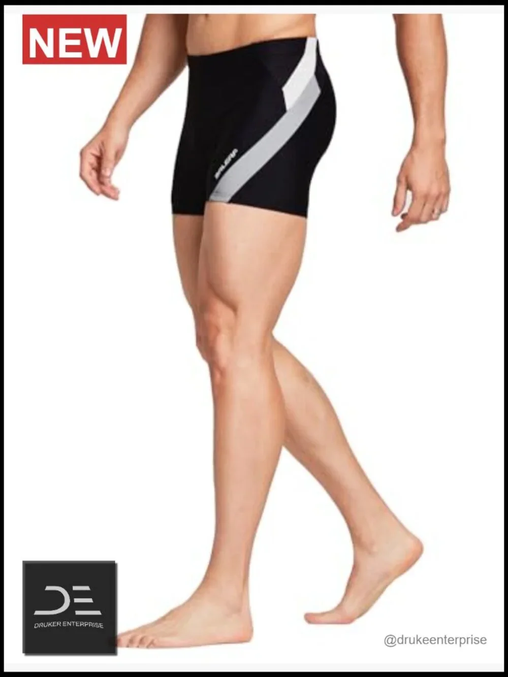 Square Leg Athletic Swim Jammers with Drawstring, Quick-Dry, UPF 50+